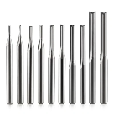 Immagine di 1/8 Pollice Shank 2 Flauti Dritto Slot Router Bits Set Diametro Bordo di Taglio (1mm 1.5mm 2.0mm 2.5mm 3.175mm) Fresa CNC per MDF PVC Acrilico Legno