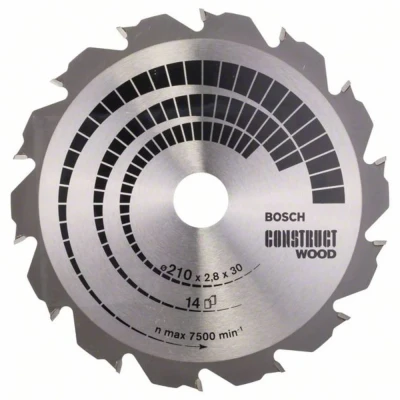 Immagine di Bosch Accessories Construct Wood 2608640634 Lama circolare in metallo duro 210 x 30 2.8 mm Numero di denti: 14 1 pz.