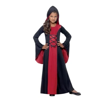 Immagine di SMIFFYS Costume Vamp, Rosso e Nero, comprende Abito Cappuccio, Dettaglio Allacciatura