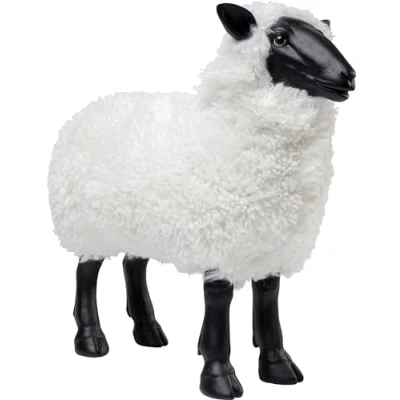 Immagine di Kare Statuetta decorativa di design Bathilde, bianco, nero, poliresina, pecora, realizzata a mano, pezzo unico, 48 x 23 52 cm (A L P)