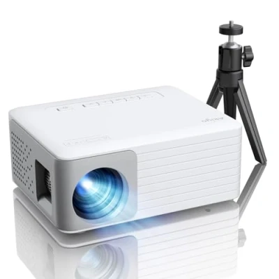 Immagine di Mini Proiettore, AKIYO O1 LED Video Proiettore Portatile, Supporto Full HD 1080P, ±15 Keystone, 25% Zoom, Home Theater Movie, per Phone/TV Stick/HDMI/USB (con Treppiede)