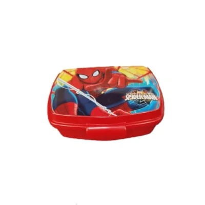 Immagine di ALMACENESADAN Sandwich rettangolare multicolore; prodotto in plastica riutilizzabile; privo di BPA; dimensioni interne 16,5 x 11,5 5,5 cm (Spiderman)