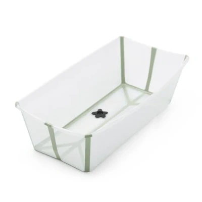 Immagine di Stokke Flexi Bath X Large, Verde trasparente Vaschetta pieghevole spaziosa Leggera e Facile da conservare Comoda usare a casa o in viaggio Ideale per età 0 6 anni