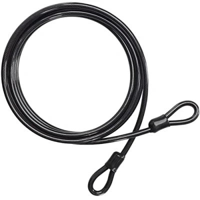 Immagine di Belle Vous Cavo di Sicurezza Acciaio Catena Bici Nera per Impieghi Gravosi da 4,5 m Lunghezza e 10 mm Spessore Flessibile Rivestito in Vinile con Estremità a Doppio Anello