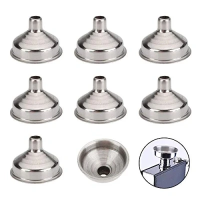 Immagine di Imbuto in Acciaio Inox 8mm 8 Pezzi per Fiaschetta Portatile Argento
