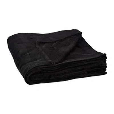 Immagine di Relaxdays Morbida coperta extra large in poliestere, pile lavabile a 30C, HLP: 1 x 200 220 cm, nero