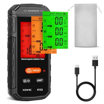Immagine di KENMIC Misuratore EMF, Rilevatore EMF di radiazioni campo elettromagnetico portatile 3 in 1 per segnale EF, RF, MF, WiFi, adatto ispezioni casa, ufficio e caccia ai fantasmi