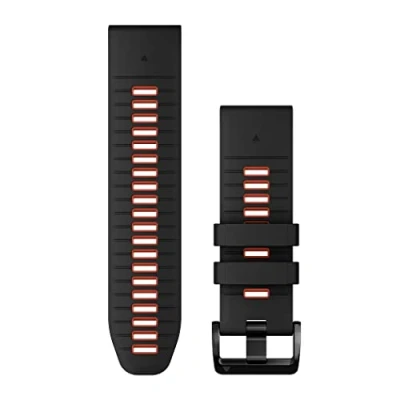 Immagine di Cinturino Originale Garmin, 26mm, QuickFit, Silicone, Black &amp; Flame Red (stile Garmin epix 2 Pro)