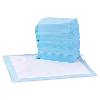 Immagine di Amazon Basics, Tappetini per l&#039;addestramento di Cani e Cuccioli, Design a 5 Strati Prova perdite con Superficie ad Asciugatura Rapida, Dimensione Standard, Confezione da 100, Blu/Bianco