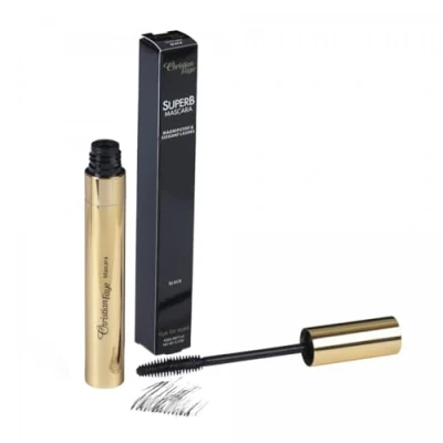 Immagine di SuperB mascara Christian Faye, adatto per extension ciglia, solubile in acqua, elegante con pennello silicone, massima lunghezza e volume, 24 h di permanenza perfetta senza sbavature