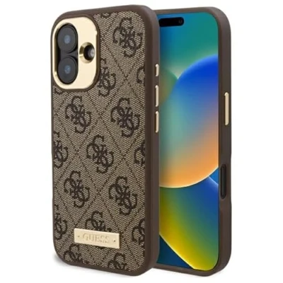 Immagine di CG Mobile Guess GUHMP16SU4GPRW Custodia rigida per iPhone 16 da 6,1&quot;, colore: Marrone
