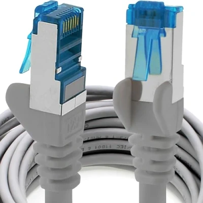 Immagine di 1aTTack.de 1m grigio 10 pezzi Rete Cavi Cat6a S FTP CAT 6a doppia schermatura certificato GHMT PIMF 500MHz / 7 CU rame non contiene alogeni compatibile con CAT5e CAT6 CAT7 CAT8 10000 Mbit/s