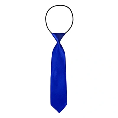 Immagine di DonDon Cravatta da bambino ragazzo effetto seta lucida 7,0 cm di larghezza con elastico blu scuro