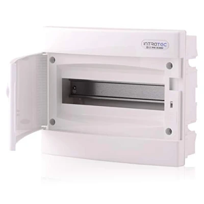 Immagine di scatola di fusibili da incasso distribuzione IP40 alloggiamento distributore 1 fila fino a 12 moduli Porta bianca per l&#039;installazione in ambiente asciutto casa