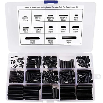Immagine di QIMEI SHOP Perno di Tensione a Molla Spine Elastiche Acciaio al Manganese M1.5 M2 M2.5 M3 M4 M5 M6 Assortment Kit con Scatola 390 Pezzi