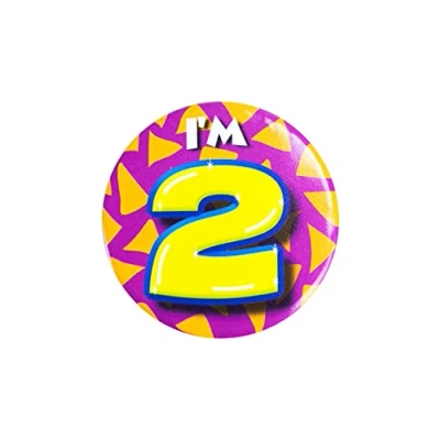 Immagine di PD Party 6014702 Compleanno Distintivo/Spillo Badge Celebrazione Festa I&#039;m 2, Multicolore, 5.5cm Lunghezza x Larghezza 0.5cm Altezza