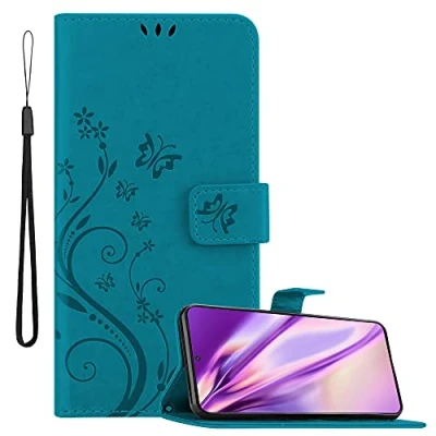 Immagine di Cadorabo Custodia Libro compatibile con Samsung Galaxy S21 in BLU Fiore Design di Chiusura Magnetica, Funzione Stand e 3 Vani Carte Portafoglio Cover Case Wallet Book Etui