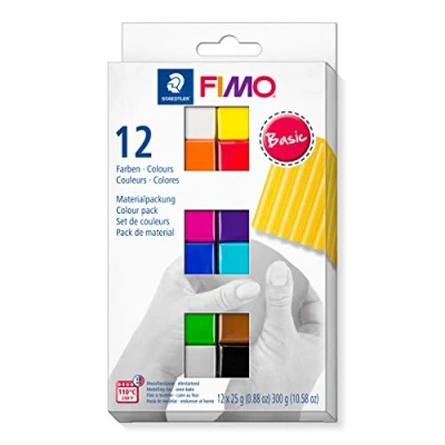 Immagine di Fimo Soft Pasta modellante da cuocere al forno Astuccio in cartone con 12 colori di base assortiti.