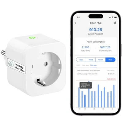 Immagine di Meross Presa Smart Alexa con Monitoraggio Energetico, WiFi 16A, Schuko Compatibile Alexa, Google Home e SmartThings, Controllo Vocale Remoto App, 3840W, 1 Pezzo