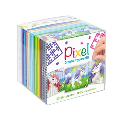 Immagine di Pixel P29022 Set per Hobby Unicorno, Sistema Plug in Come passatempo Creativo Bambini a Partire da 6 Anni, Scatola cubo con Modelli di Motivi e Quadrati