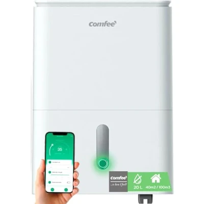 Immagine di COMFEE Deumidificatore 2 EN 1, elimina l&#039;umidità fino a 20L/Giorno, purificazione dell&#039;aria con ionizzatore, 4 modalità, funzione aria swing, controllo APP, ideale per stanze da 37 52㎡, Easy Dry 20