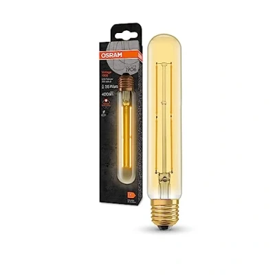 Immagine di OSRAM Lampada LED Vintage 1906 Classic Tubular FIL, E27, tubolare, oro, 4W, 400lm, 2000K, luce bianca molto calda, filamento magnetico, basso consumo energetico, lunga durata