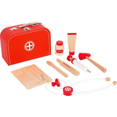 Immagine di 11183 Set da gioco &quot;valigetta del dottore&quot; small foot in legno, incl. siringa, stetoscopio, termometro e molto altro ancora, a partire dai 3 anni di età