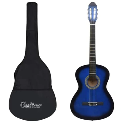 Immagine di vidaXL Set di chitarra classica per principianti, 12 pezzi, blu 4/4 39&quot;
