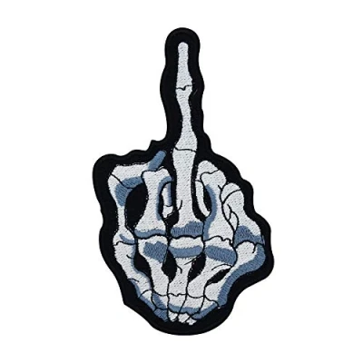Immagine di Finally Home Toppe termoadesive da applicare con il ferro stiro a forma di scheletro dito medio Stinkefinger Patch motivo termoadesivo