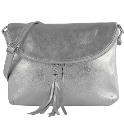 Immagine di modamoda de Borsa a tracolla T07 in pelle, Argento metallizzato, s