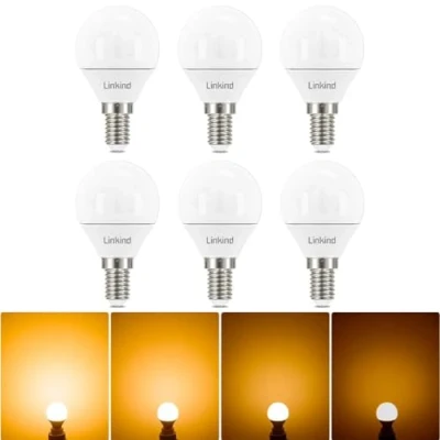 Immagine di Linkind Dimmerabile Lampadine LED E14 Attacco Edison, Golf P45/G45, 4,5W(equivalenti a 40W), Luce Bianca Calda 2700K, 470 Lumen, ERP, Certificazione CE, Pacco da 6