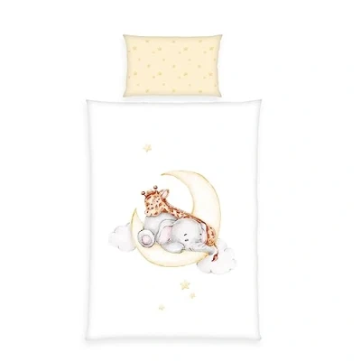 Immagine di Herding Biancheria da Letto per Bebè Sleeping on the Moon, MADE IN GREEN by OEKO TEX, Federa 40 x 60 cm con Chiusura a Busta, Copripiumino 100 135 Bottoni, Cotone, Flanella