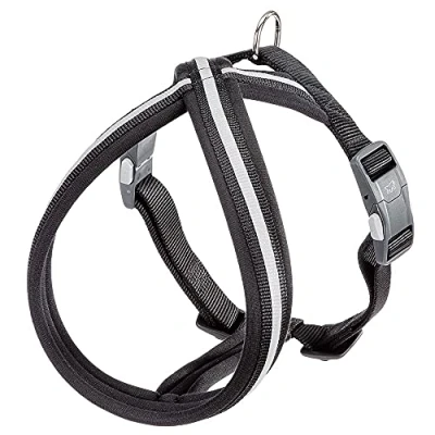 Immagine di Ferplast Pettorina Cane DAYTONA CROSS, Taglia Piccola/Media in Nylon, Imbottita, Riflettente e Regolabile. Con Fibbia Magnetica. Nera