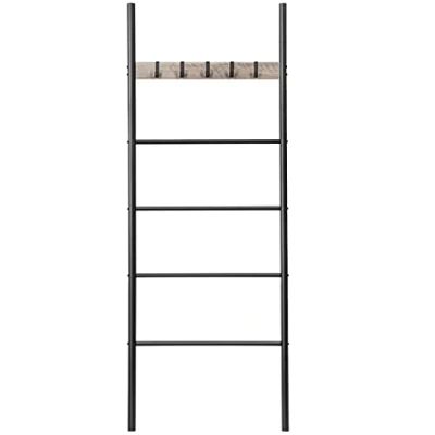 Immagine di HOOBRO Portasciugamani, Portasalviette Bagno, Porta Asciugamani con 5 Staccabile Ganci, 60 x 177cm, per Asciugamani, Vestiti o giornali, Salvaspazio, Stabile, Greige e Nero EBG60CJ01