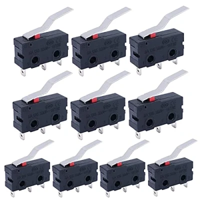 Immagine di mxuteuk 10 pezzi Mini Micro Interruttore di finecorsa Cerniera lunga Leva piegata a braccio Pulsante scatto Tipo 3 pin 5A 125 250V AC SPDT 1NO 1NC KW11 3Z06