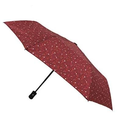 Immagine di ombrello pieghevole compatto SMATI apertura e chiusura automatica; 8 costole in fibra di vetro; antivento; robusto; grande classico; da donna; uomo; design MAGRITTE ROSSO.