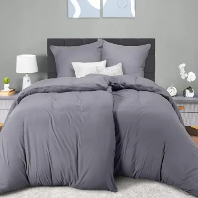 Immagine di Utopia Bedding Copripiumino Una Piazza e Mezza Microfibra 2 x 135x200cm + Federe 80x80cm Grigio