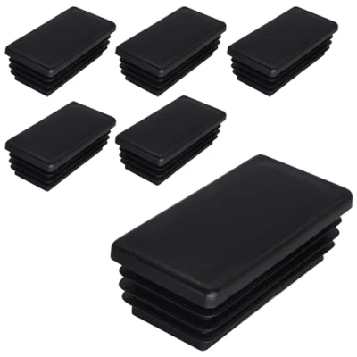 Immagine di SKIR&#039;CO tappi rettangolari in plastica, 30 x 60 mm, per tubi opachi, inserti rettangolari, pali di recinzione, colore nero RAL 9005, 6 pezzi
