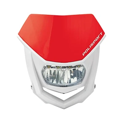 Immagine di POLISPORT 8667100006 Faro anteriore HALO in polipropilene con lampada LED compatibile tutti i modelli motocross/enduro colore bianco/rosso