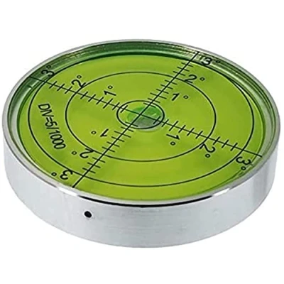 Immagine di UMEI Inclinometri rotondi a bolla orizzontale ad alta precisione con magnete da 60 mm cassa in alluminio Bullseye, livello di superficie, 15&#039;/2 (60 x 12 magnete),
