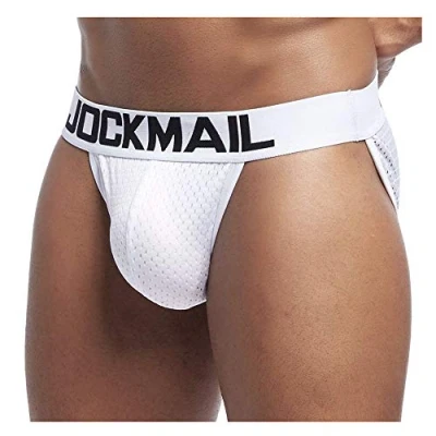 Immagine di JOCKMAIL Biancheria intima sexy da uomo slip in rete bikini comodi pantaloncini mutandine maschili, bianco, XL