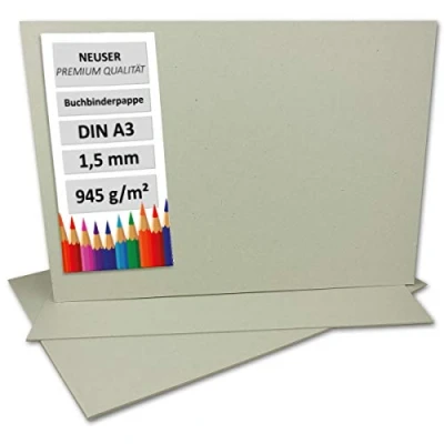 Immagine di Cartoncino per rilegatura, 1,5 mm, in cartone molto resistente 10 pezzi DIN A3 Grau Braun mm