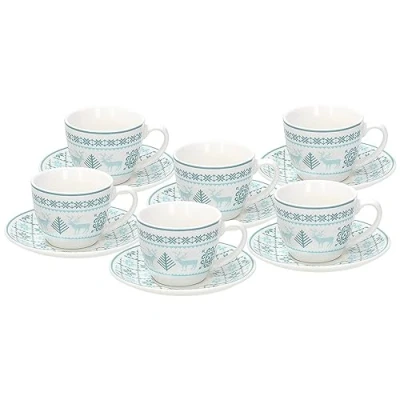 Immagine di Tognana Polar, set 6 tazze caffè con piatto, new bone china, Bianco