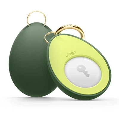 Immagine di elago Avocado Custodia Compatibile con Apple Airtag Cover Protezione Contro Cadute, Design Carino, Portachiavi A Moschettone (Cani, Chiavi, Zaini) Dispositivo Di Tracciamento Non Incluso (Verde)