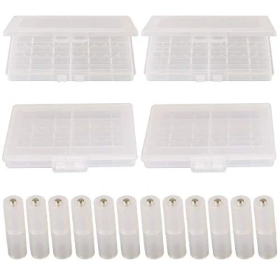 Immagine di GTIWUNG 4 Pezzi Custodia Batteria in Plastica 10 celle, per Batterie AA/AAA, 12 Adattatore da AAA a AA, Trasparente