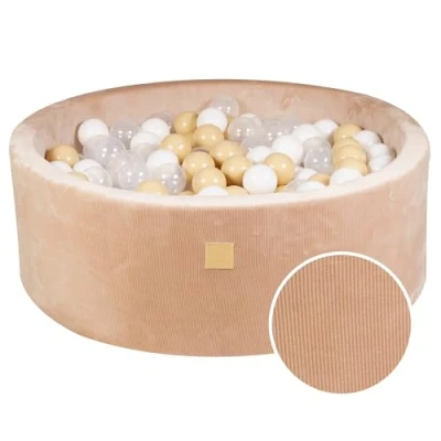 Immagine di Meowbaby Piscina con palline morbida per bambini e neonati interna/esterna 90 x 30 cm (200 pezzi) Attrezzatura parco giochi (Sabbia: Trasparente/Bianco/Beige)
