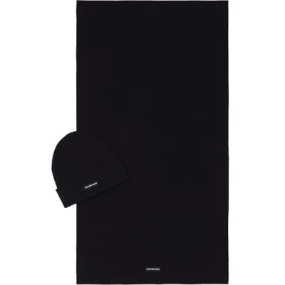 Immagine di Calvin Klein Jeans GIFT Beanie &amp; Scarf Patch Unisex SET Sciarpa, Taglia: One Size, Black