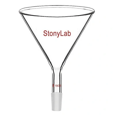 Immagine di stonylab Vetro Stelo Corto Polvere Imbuto, Powder Funnel con 100mm Diametro Esterno e 19/22 Joint Interno in Filtro Imbuto