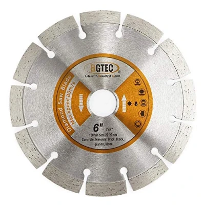 Immagine di Lame Diamantate Segmentate per Sega Elettrica, BGTEC 1 Pezzo 150 mm Disco da Taglio uso Generico a Secco o Umido Muratura di Mattoni Pietra e Cemento