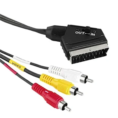 Immagine di Goobay 50364 Cavo adattatore, da SCART a Audio Video Composito, IN/OUT, (21 pin) 3 x RCA, Nero, 2 m